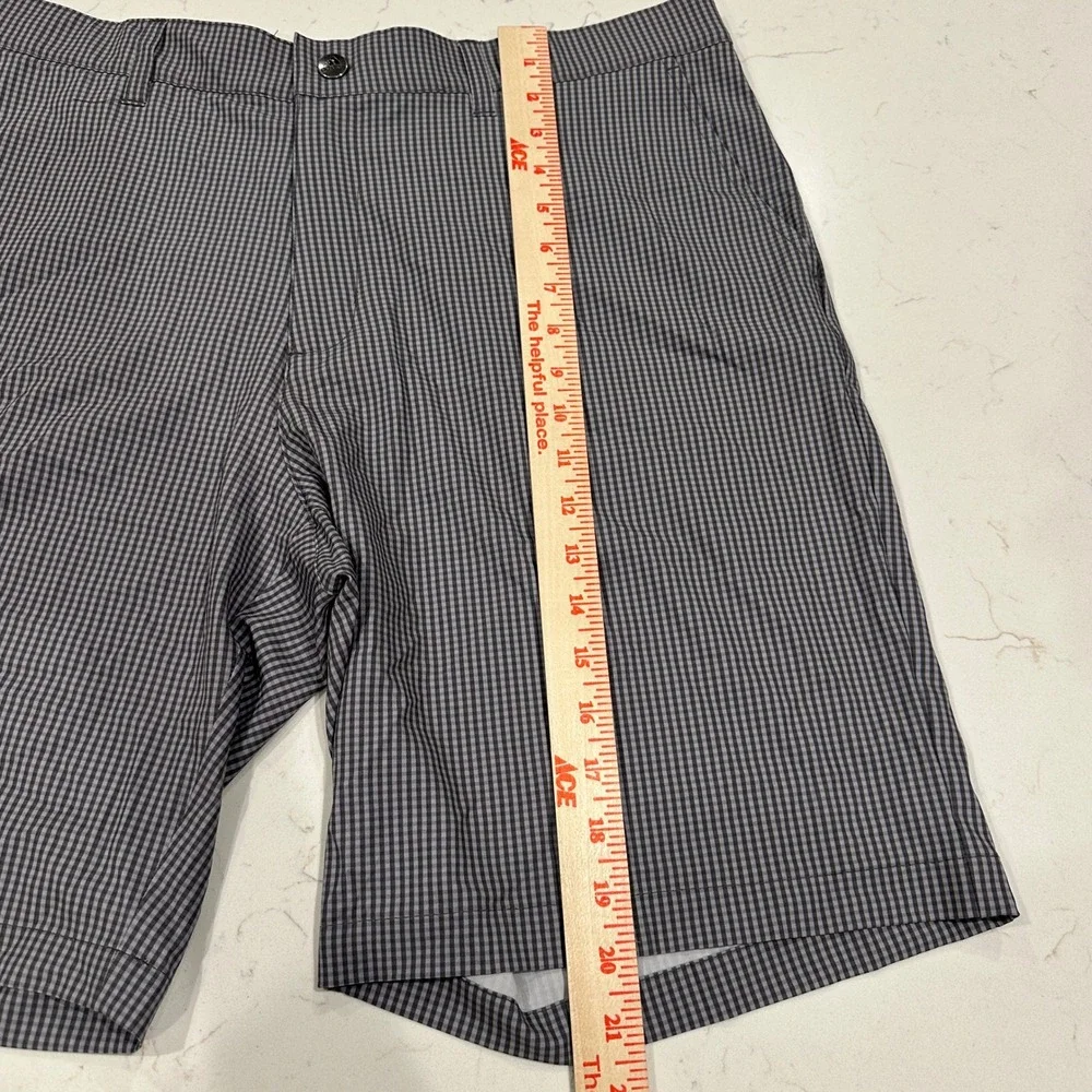 Adidas Golf Shorts Mens 36 Grey Gingham Plaid Performance Stretch Flat Front